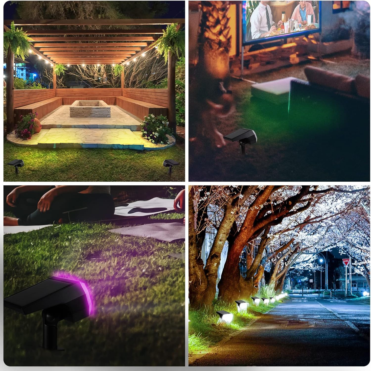 Focos solares impermeables para exteriores, 7 modos, IP67, luces solares para exteriores, luces solares para exteriores, luces solares de paisaje,