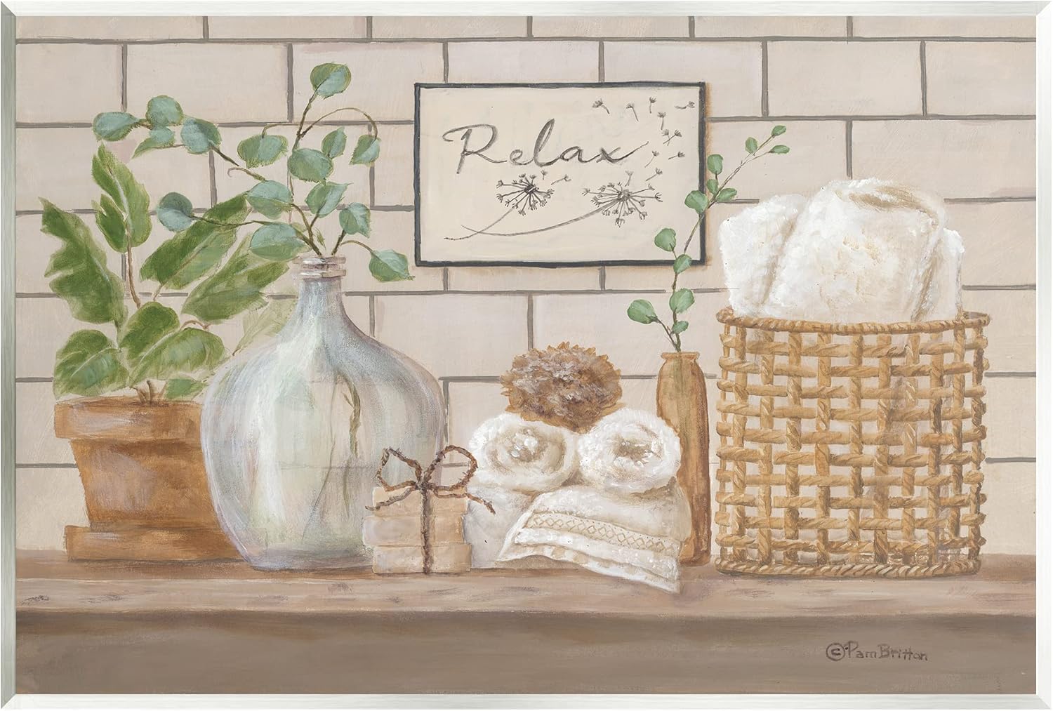 Stupell Industries Arte de pared de madera con escena relajante para baño, spa y baño, diseño de Pam Britton