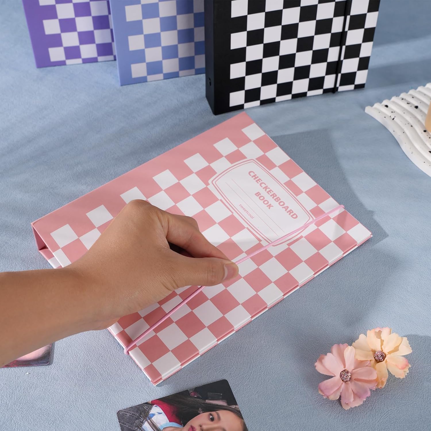 Álbum de tarjeta fotográfica de plástico rosa A5 con 30 páginas interiores, capacidad de 120 hojas