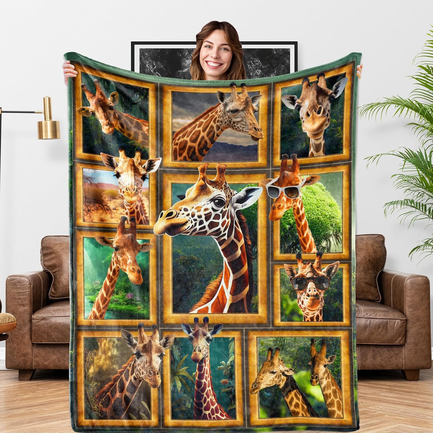 Manta de jirafa linda de 50 x 60 pulgadas, manta de forro polar de jirafa para mujer, manta para sofá, cama, hombres y niños, manta de felpa suave
