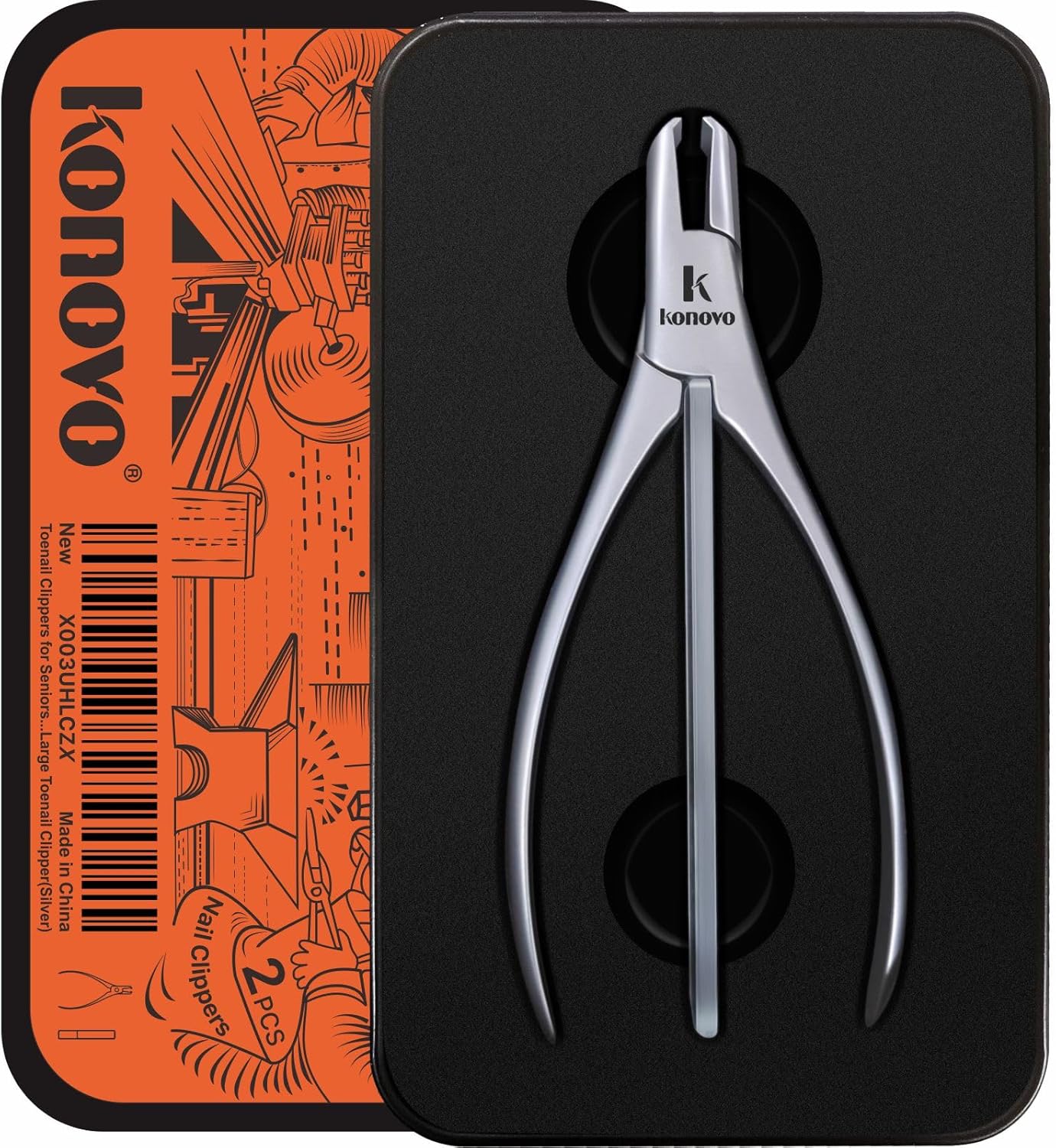 Cortauñas para hombres, cortaúñas para uñas gruesas de mango largo, juego de cortaúñas con atrapador, cortaúñas profesional
