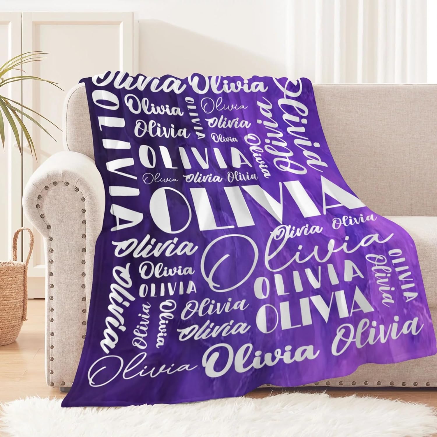 Manta y manta personalizada con nombre para niños y adultos, manta de franela personalizada (color 02, 30 x 40 pulgadas)