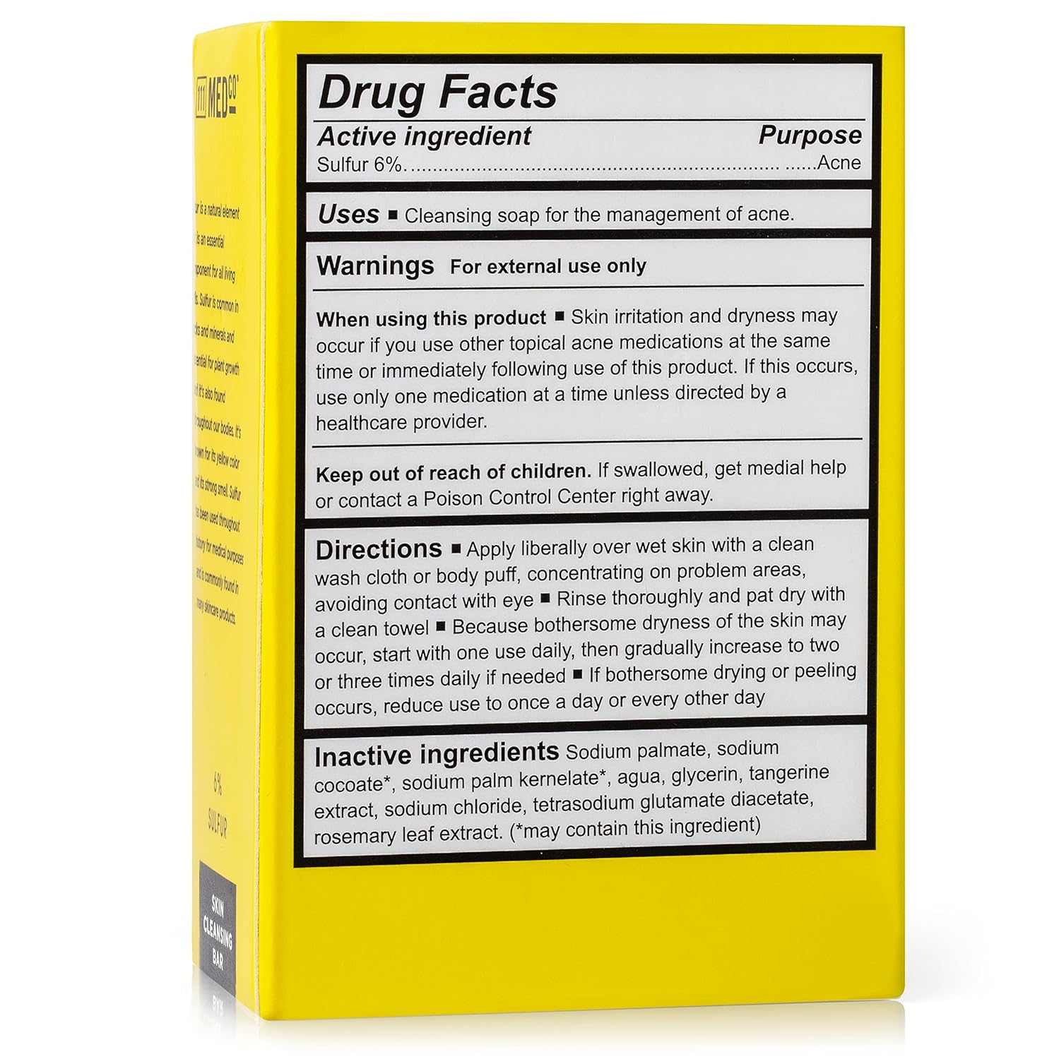 111MedCo Barra de jabón limpiadora de piel medicada con 6% de sulfuro de 4 oz