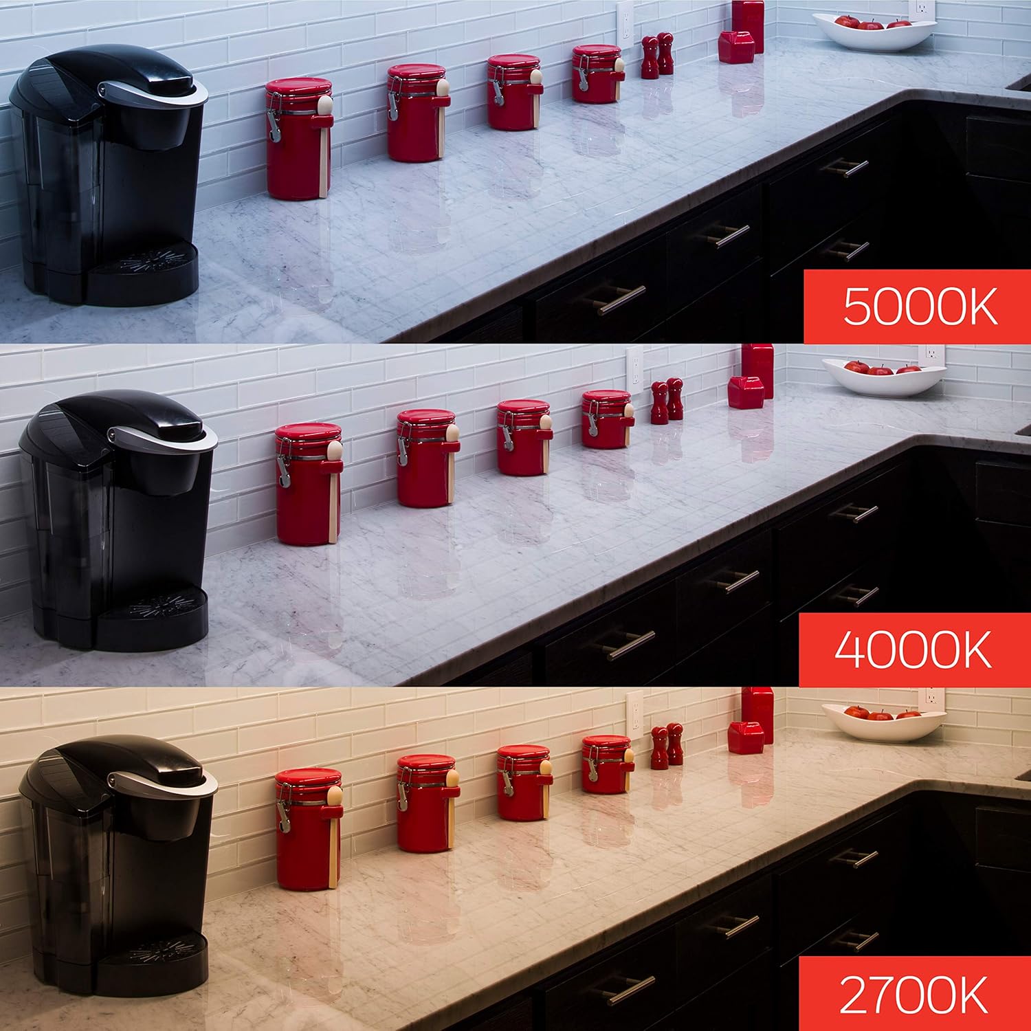 UltraPro Luces enchufables para debajo del gabinete de 12 pulgadas, 3 ajustes de color, blanco cálido de 2700 K, blanco frío 4000 K, luz diurna de