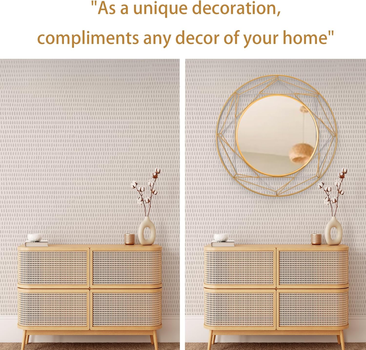 Espejos redondos dorados de 24 pulgadas para decoración de pared, espejo circular moderno, espejos decorativos para sala de estar, entrada,