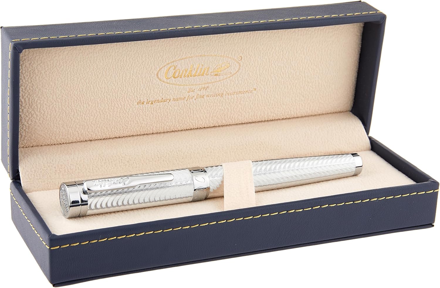 Conklin Herringbone Signature Pluma Estilográfica Plata – S