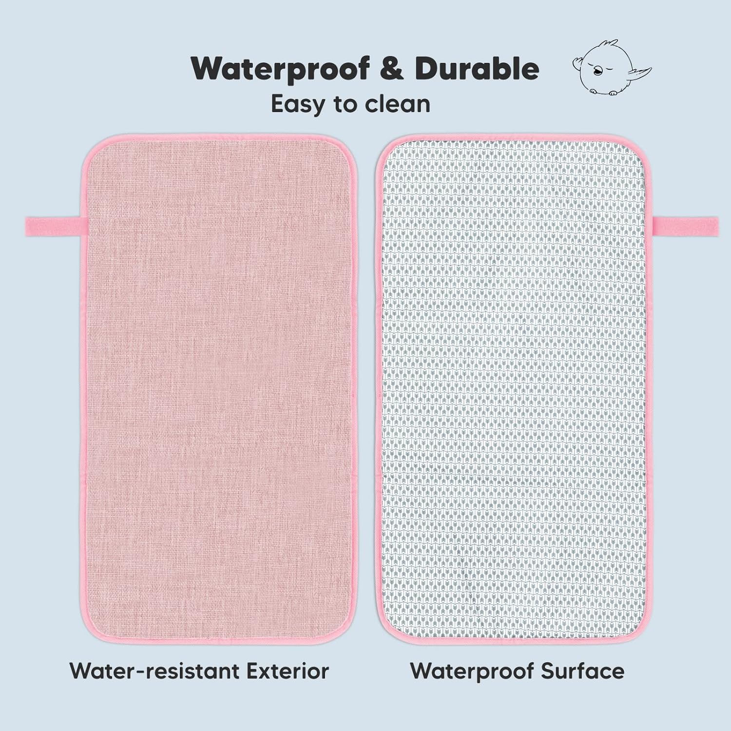 KeaBabies Cambiador de pañales portátil y paquete de 3 sacos de dormir para bebé, tapete cambiador plegable impermeable para bebé, manta orgánica