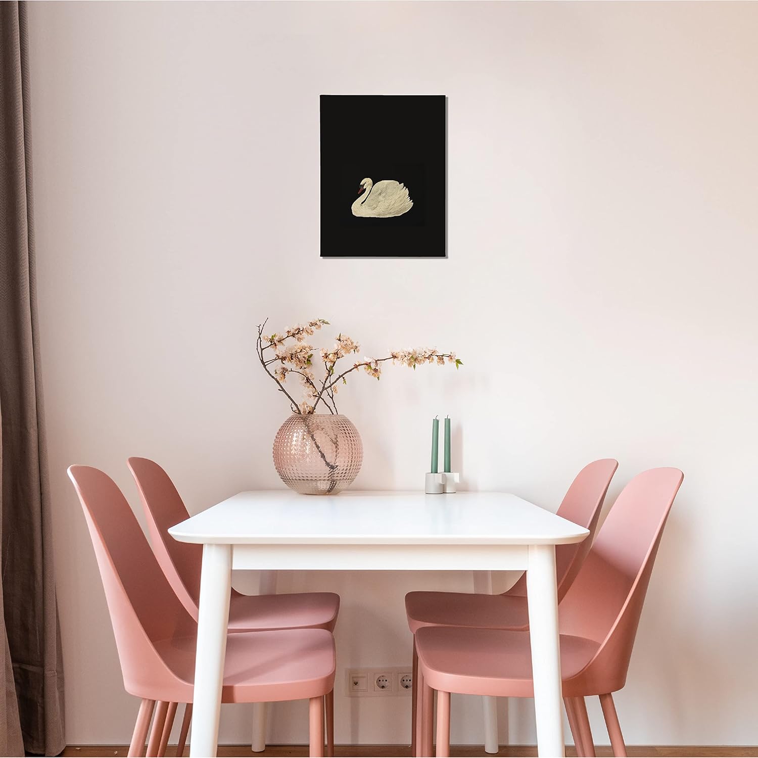 BIWSHA Pintura antigua de cisne sobre fondo negro, impresiones artísticas para pared, decoración para el hogar, cocina, dormitorio, sala de estar,