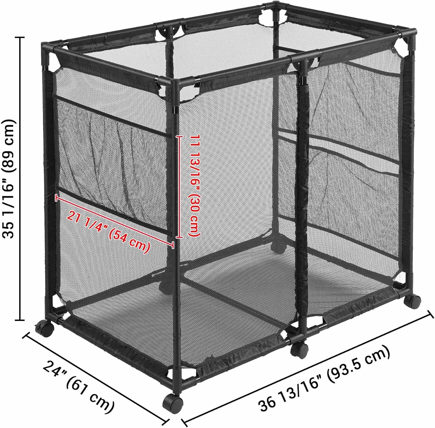 Yescom Contenedor de malla de 36 x 24 x 35 pulgadas para almacenamiento de piscina, carrito rodante, organizador de red, marco de metal, contenedor