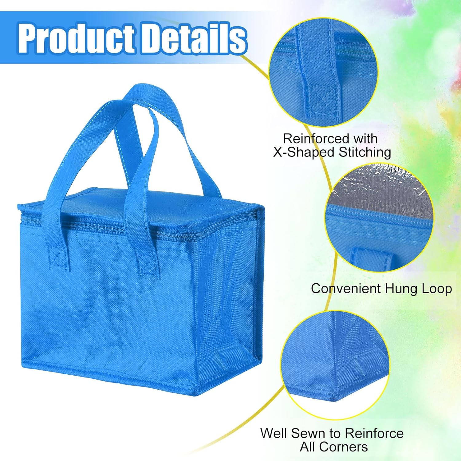 Mifoci Paquete de 6 bolsas aisladas para entrega de alimentos a granel, 16 x 10 x 13 pulgadas, bolsas aisladas para llevar, bolsas de compras