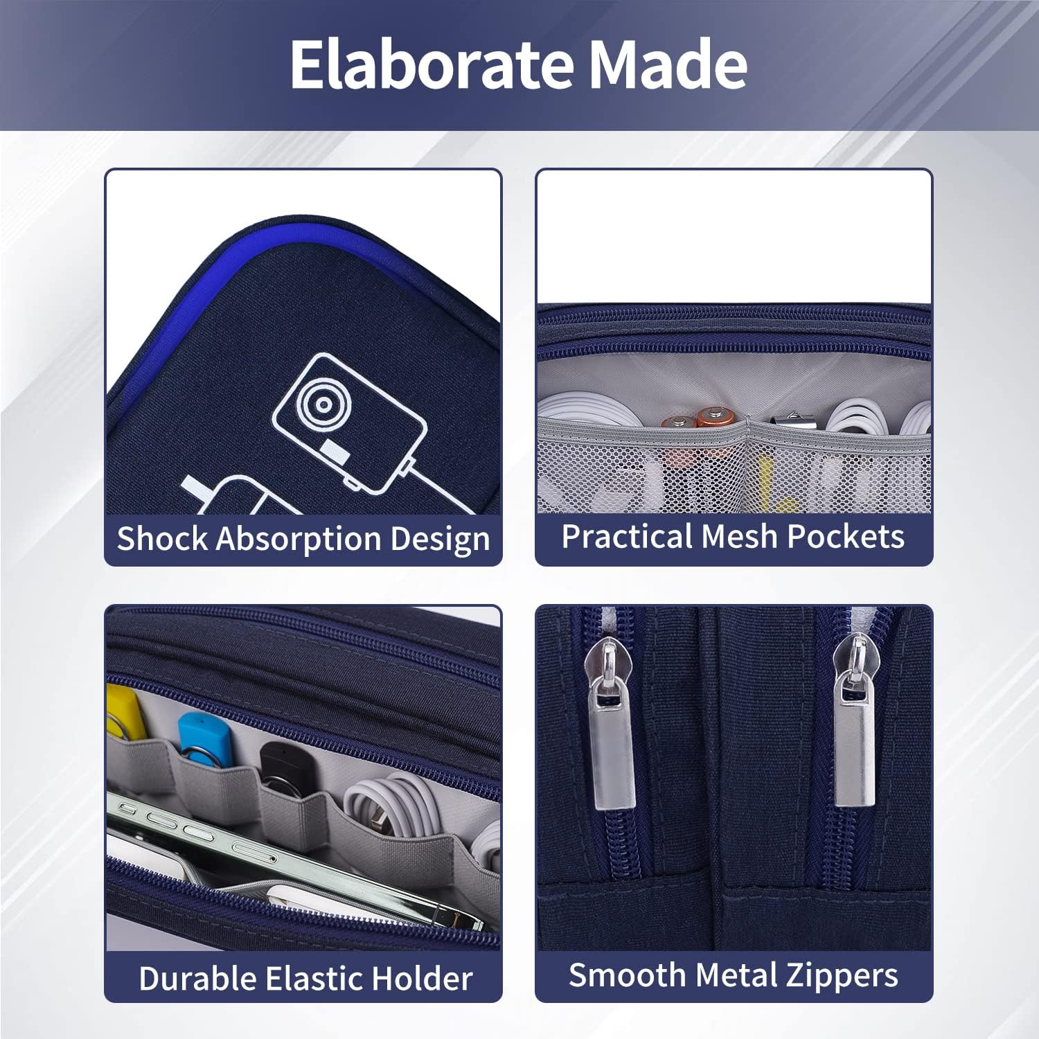 HESTECH Organizador de cables, organizador de cables, organizador electrónico de carga, estuche de viaje para accesorios electrónicos pequeños,