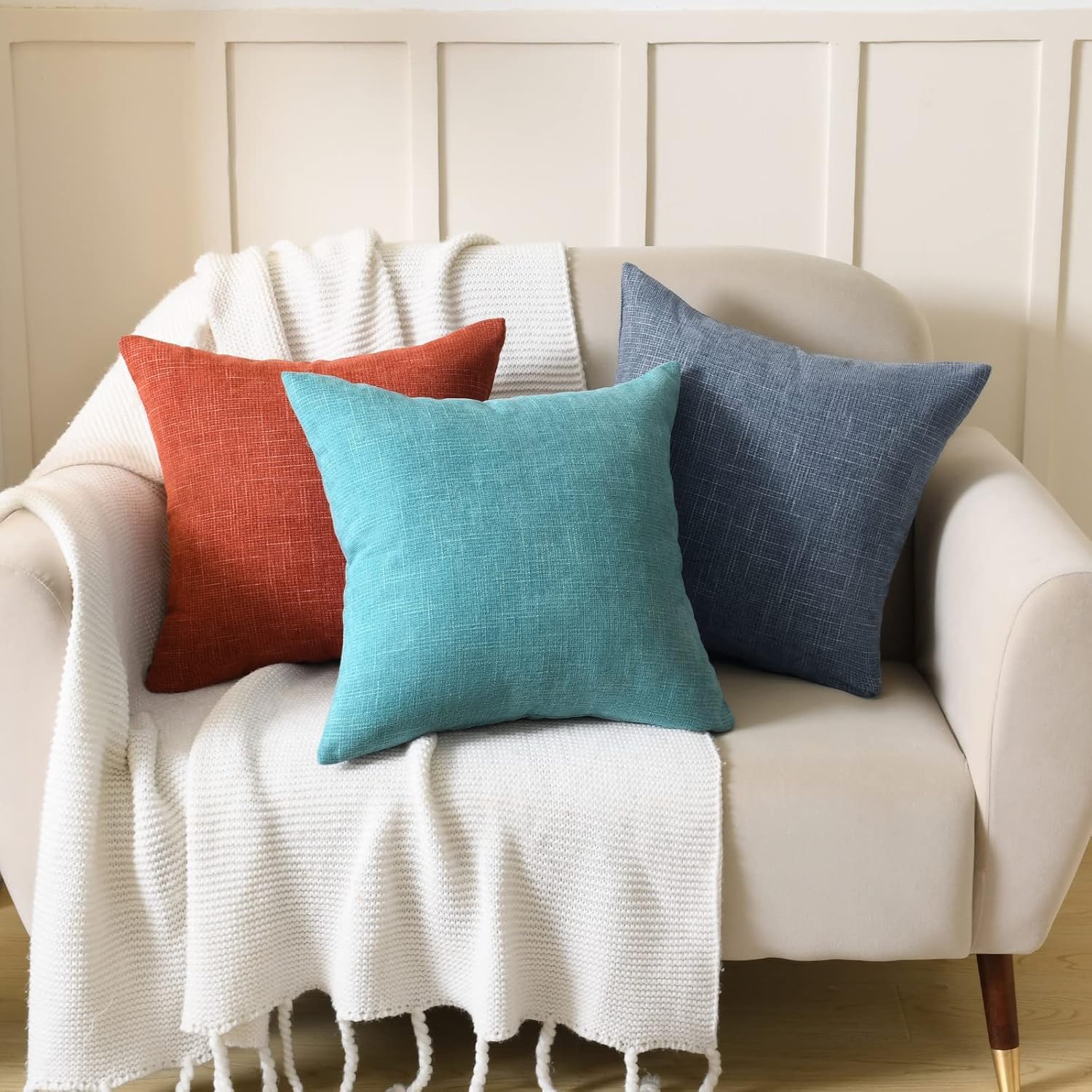 Yastouay Paquete de 2 fundas de almohada de 22 x 22 pulgadas, almohadas decorativas de granja, fundas de almohada cuadradas de felpilla para sofá,