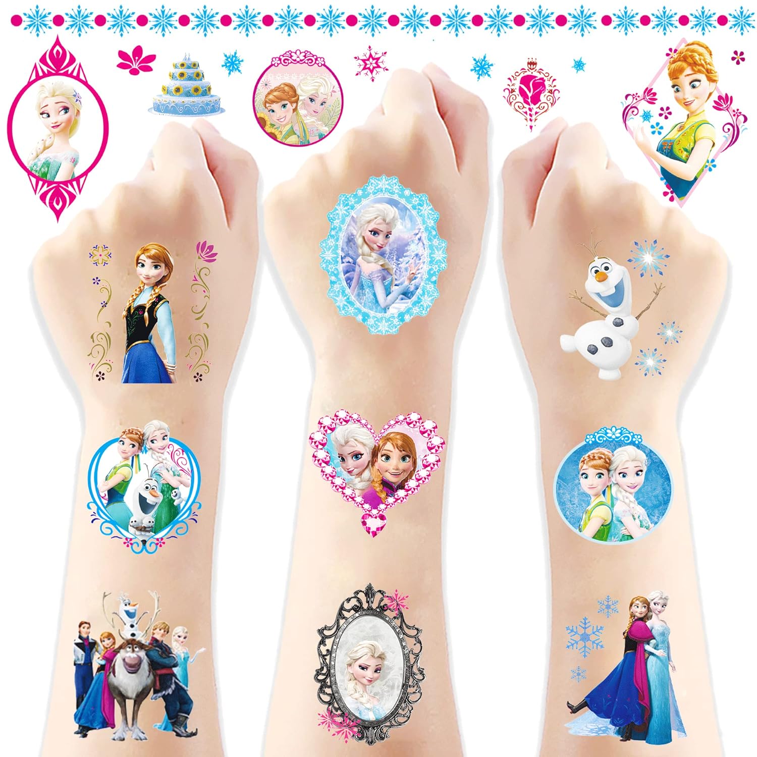10 hojas de tatuajes de princesa temporales para niños, tatuajes faciales de princesa, tatuajes falsos para niños, tatuajes de tatuajes, tatuajes