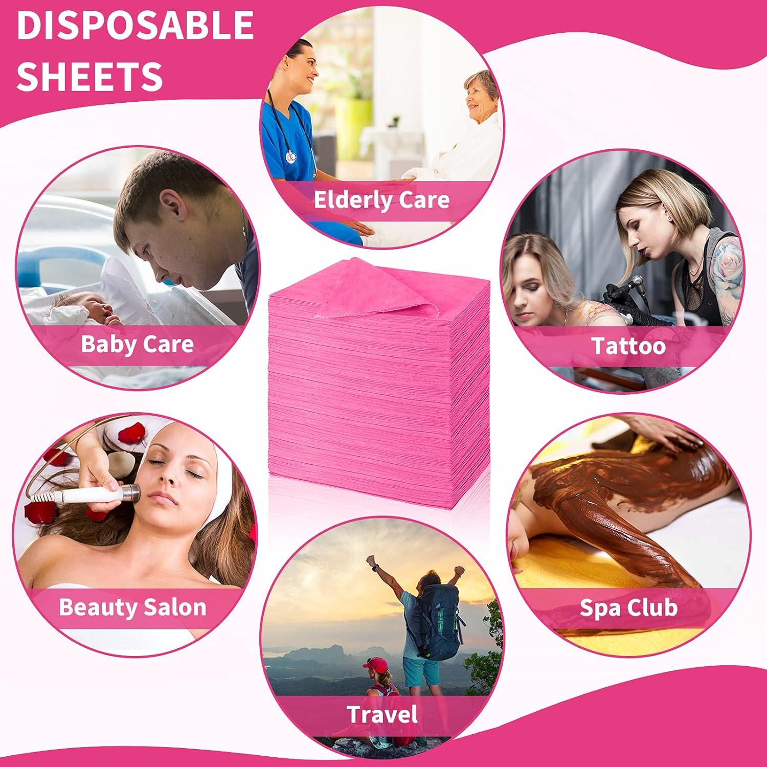 100 piezas de sábanas desechables, sábanas de tela no tejida para spa, impermeables, para mesa de masaje, a prueba de aceite, para viajes, spa,