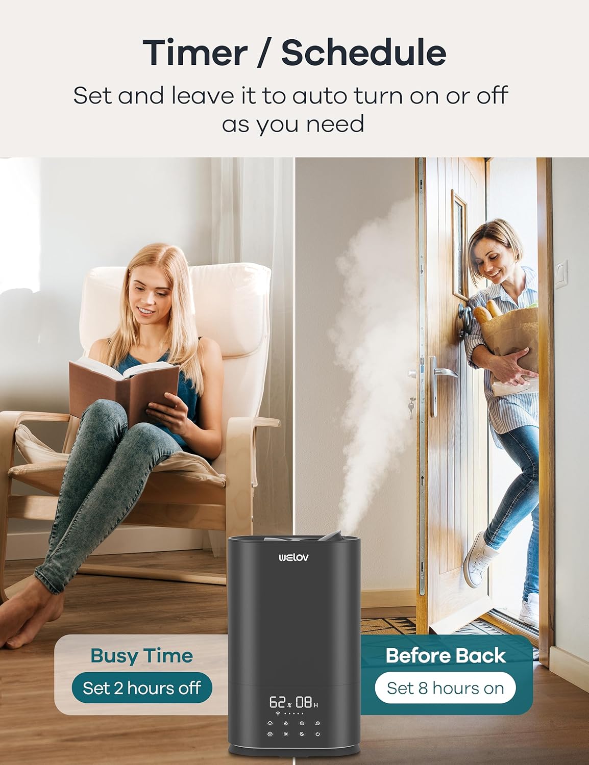 WELOV BoostMist Humidificador de niebla fría para habitación grande, humidificador inteligente para dormitorio, humidificador doméstico de 6 litros
