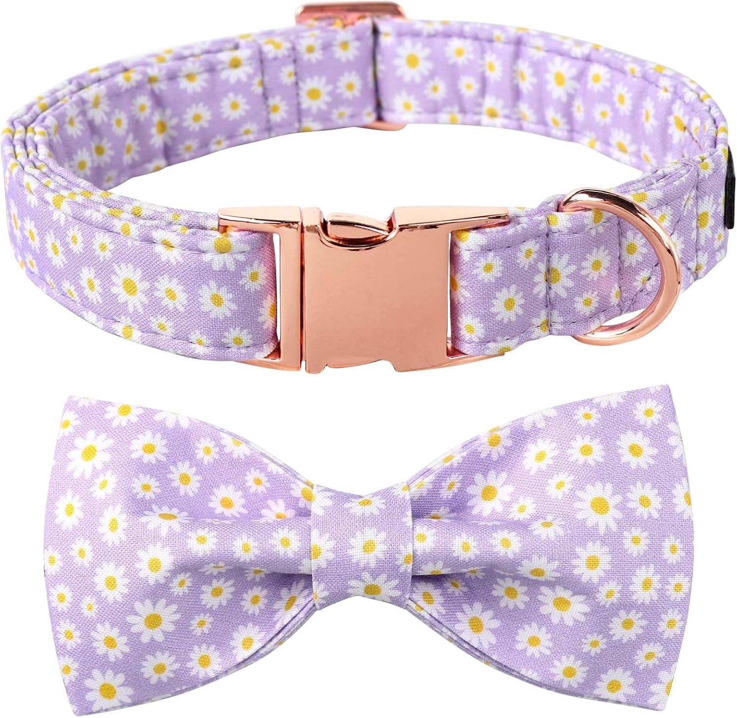 Lionet Paws Collar de primavera para perro con corbatín, suave, cómodo, ajustable, lindo collar de margarita para perros y gatos, regalo femenino,