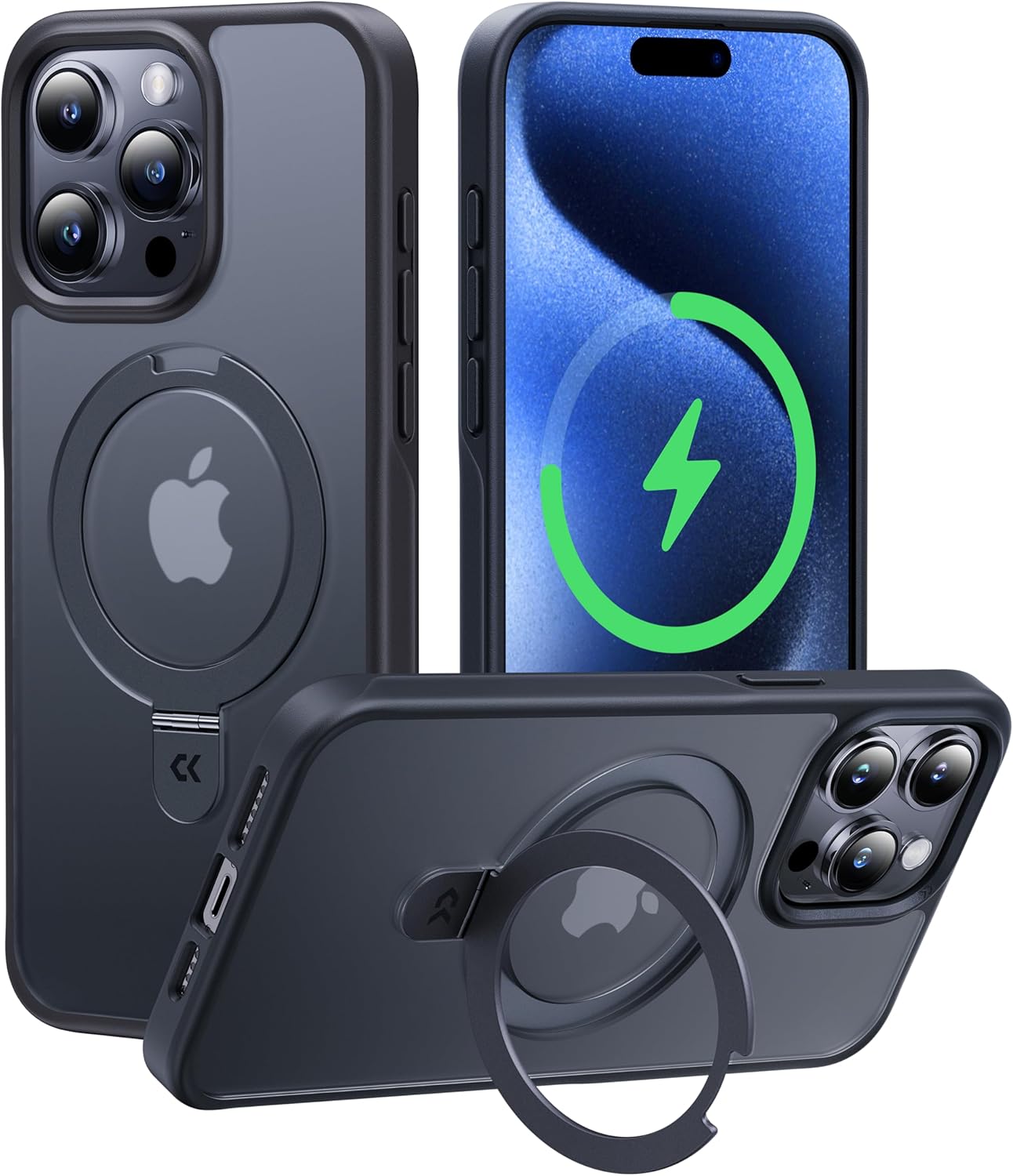 CASEKOO Funda con anillo magnético oficial original para iPhone 15 Pro protección militar contra caídas compatible con MagSafe a prueba de golpes,