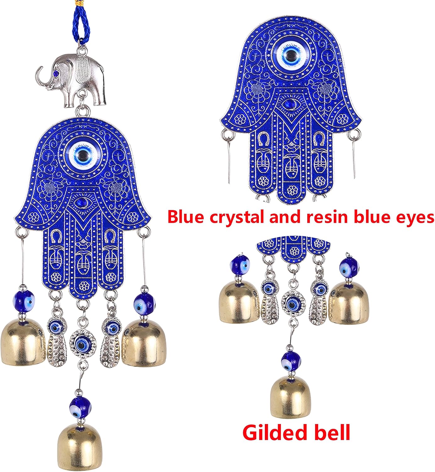 Colgante de talismán de mano santa de Fátima de mal de ojo, adorno turco hecho a mano, adorno colgante de mal de ojo azul de la suerte para