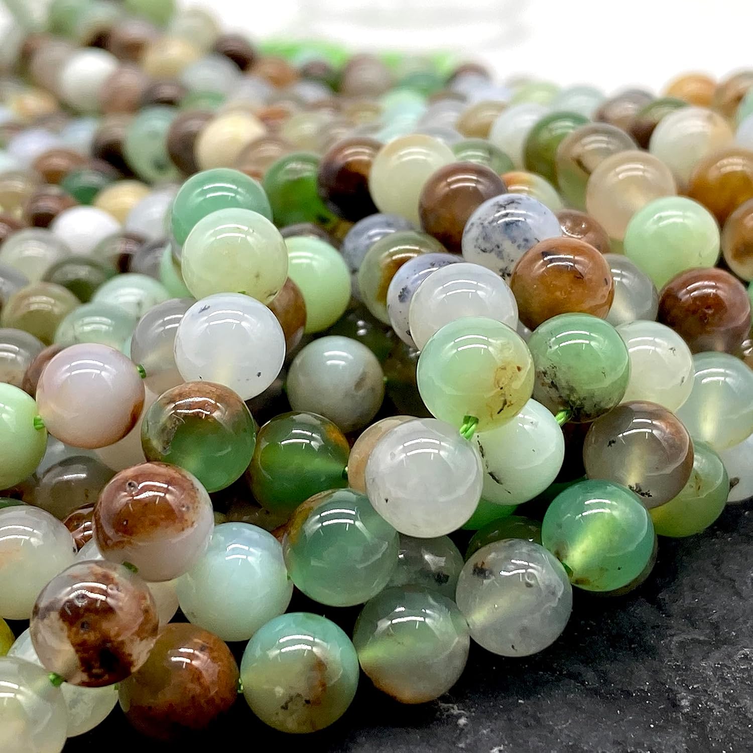 ABCGEMS – Cuentas de crisoprasa tricolor australiana (grado AAA, hermosas inclusiones), piedra curativa energética de chakras de cristal natural,