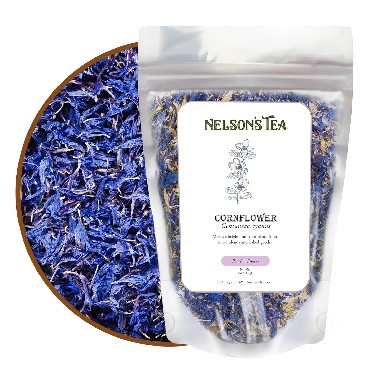 Nelson’s Tea – Pétalos de aciano (Centaurea cyanus) – Pétalos de aciano azules secos – 2 onzas