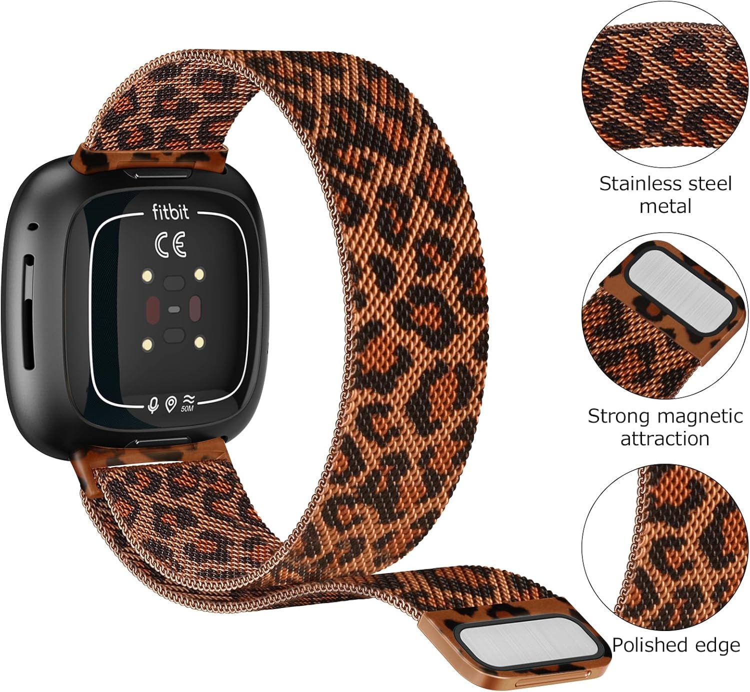 Correa de metal para Fitbit Sense 2  Sense Bands, Fitbit Versa 4  Versa 3 bandas para mujeres y hombres, correa de repuesto magnética de malla de