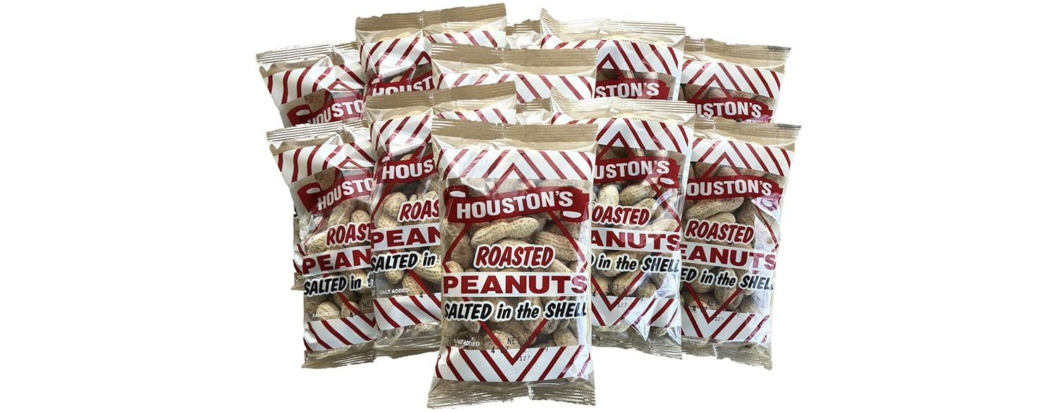 Houston’s – Cacahuetes tostados salados en cáscara, bolsa de 4 onzas (paquete de 12)