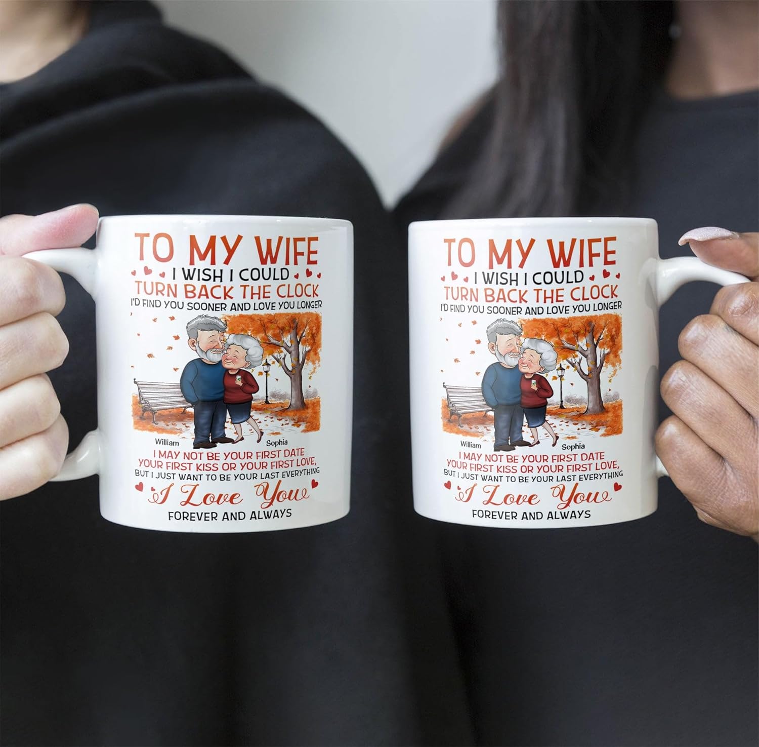 Taza personalizada con texto en inglés To My Wife I Wish I Could Turn Back The Watch, taza personalizada para parejas, esposa y esposo, para