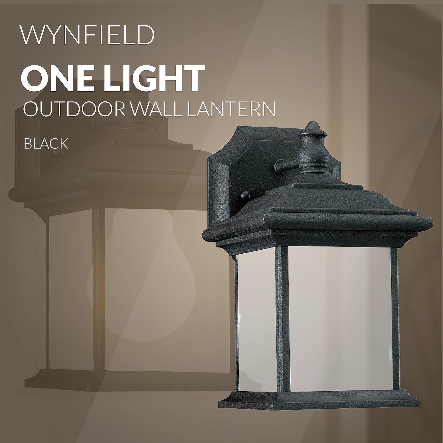 Sea Gull Lighting Generation 89101-12 – Farol de pared transitorio para exteriores de Seagull-Wynfield Collection en acabado negro, 10 pulgadas