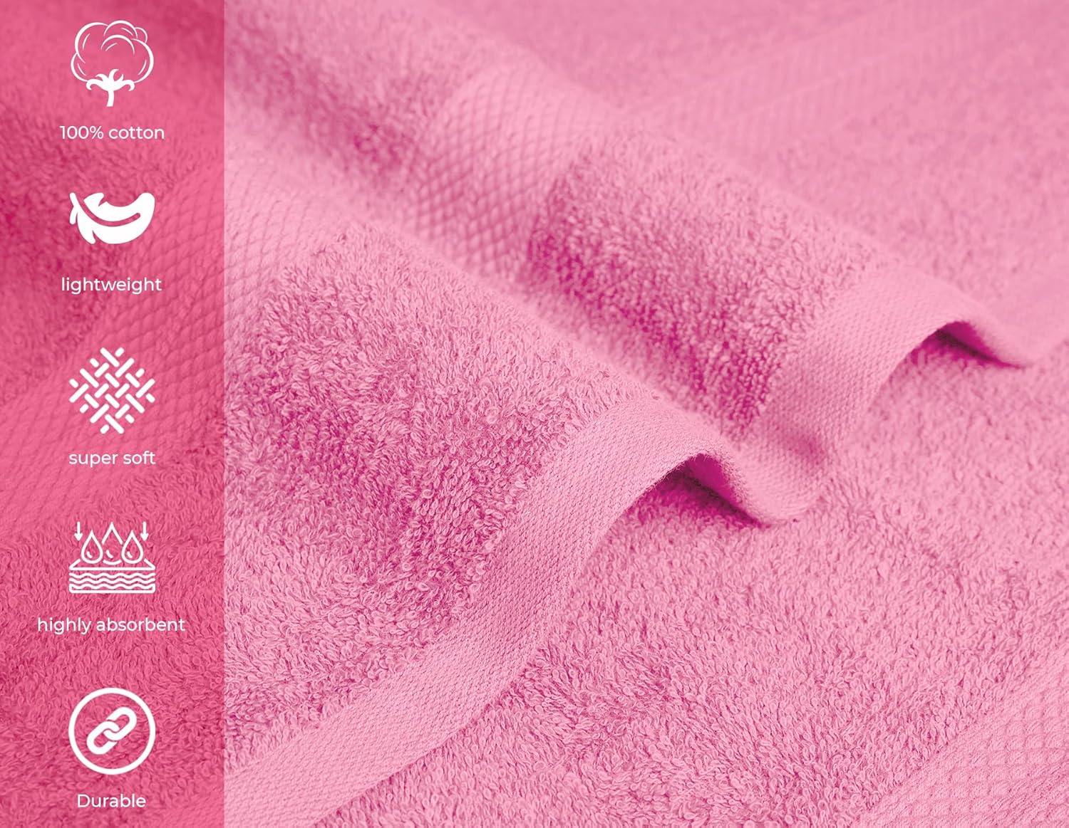 Avalon – Juego de 6 toallas de baño para baño, 100 % algodón, color rosa, de secado rápido, pequeñas, ligeras y absorbentes, perfectas para gimnasio