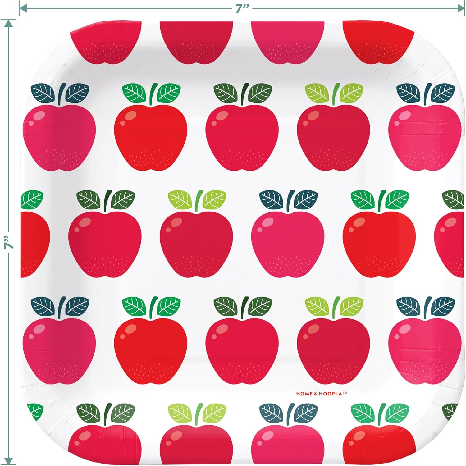 Apple Party Mix – Platos cuadrados de postre de papel, platos de aperitivo en forma de manzana y servilletas para bebidas (32 platos y 32