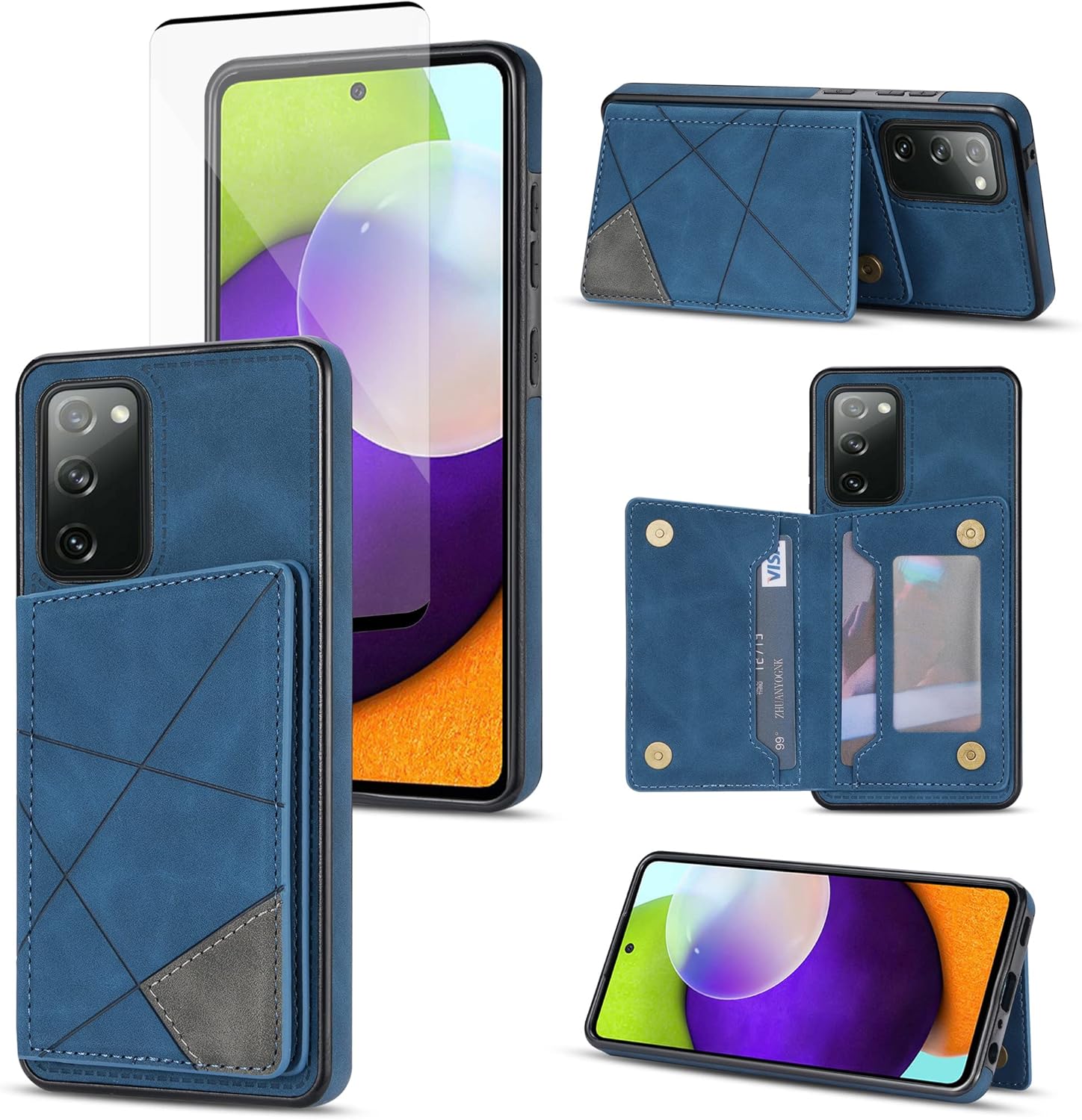 Asuwish Funda para teléfono Samsung Galaxy S20 5G de 6.2 pulgadas con protector de pantalla de vidrio templado delgado y ranura para tarjeta de