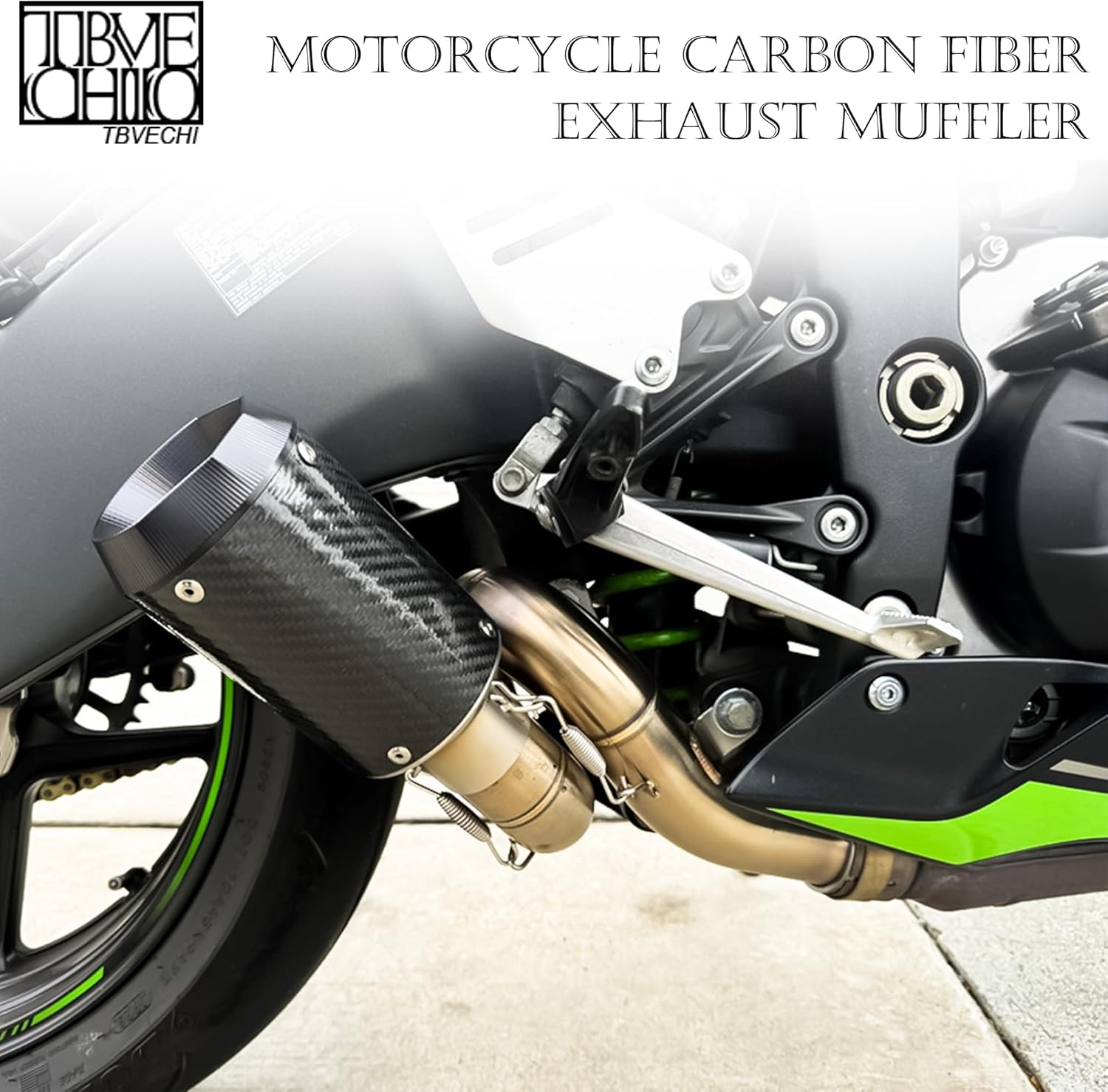 TBVECHI Silenciador De Escape De Fibra De Carbono De Motocicleta Negro