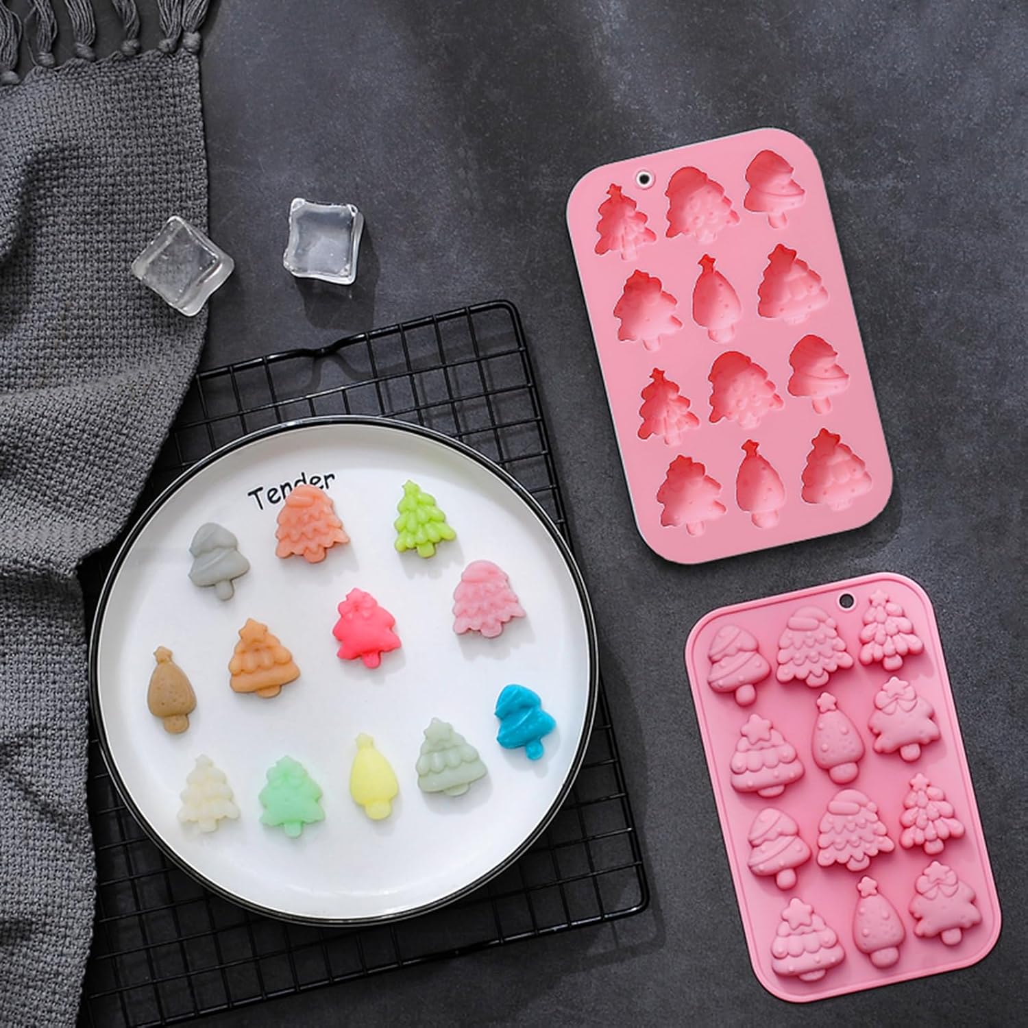 Paquete de 3 moldes de silicona de Navidad para hornear, moldes de silicona para Navidad, moldes de jabón para chocolate, gelatina, muñeco de nieve,