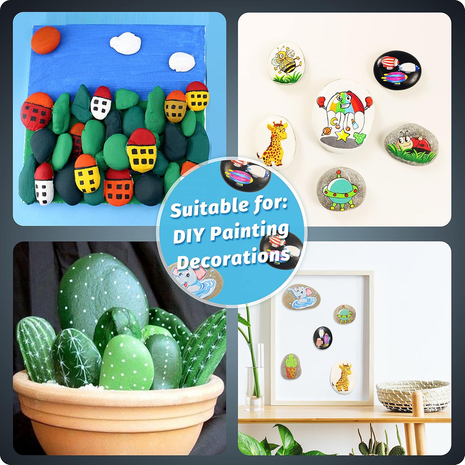 DALTACK 30 rocas de pintura grandes, rocas de río naturales, rocas planas para pintar, piedras de 2 a 3 pulgadas para artes y manualidades