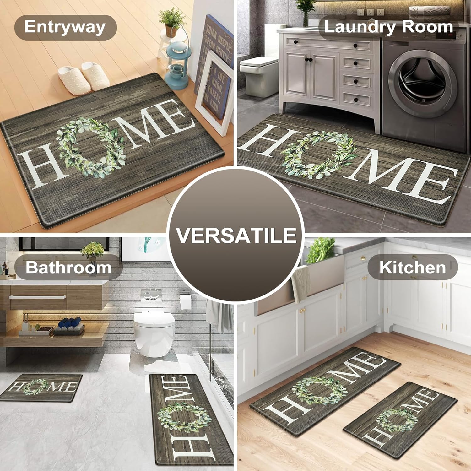 Collive Juego de 2 tapetes de cocina acolchados antifatiga, antideslizantes, impermeables, alfombras de cocina y corredores de cocina para piso,