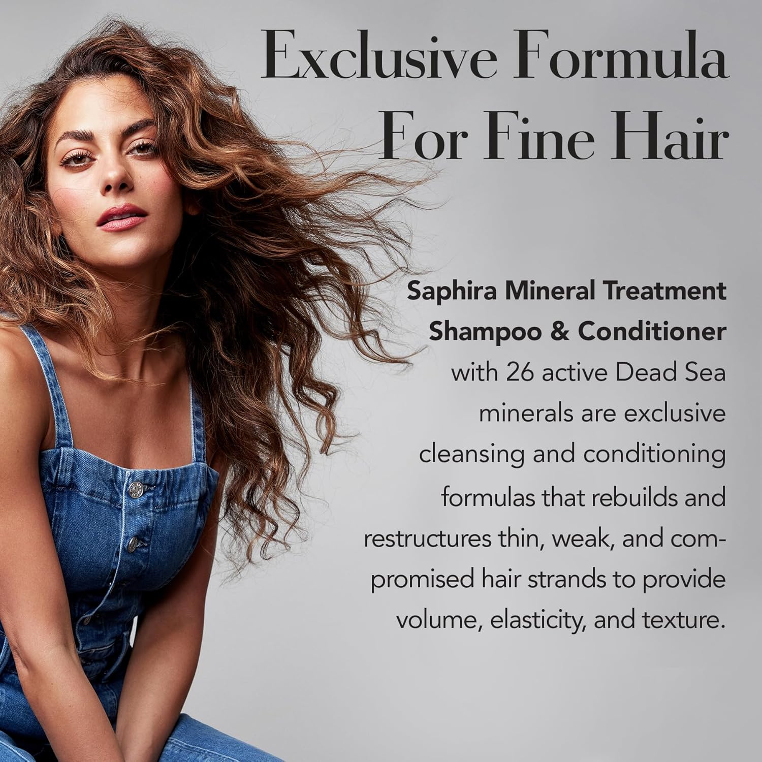 Saphira Champú y acondicionador de tratamiento mineral para cabello fino, fino y tratado con color, sin sulfatos, sin parabenos, fortalece, da
