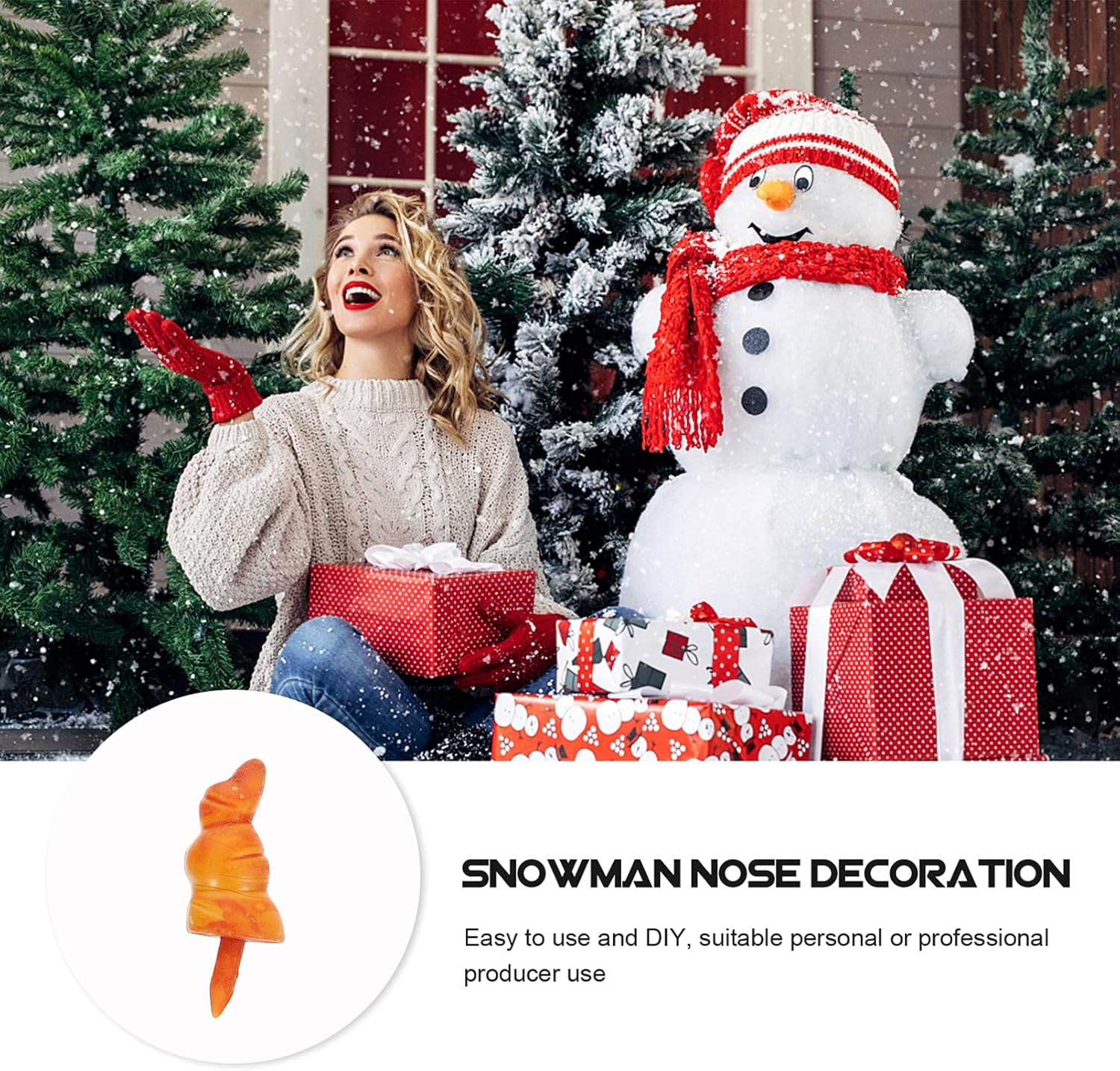 50 piezas de muñeco de nieve para hacer muñeco de nieve, suministros de construcción, naranja, botón de nariz de muñeco de nieve para invierno,