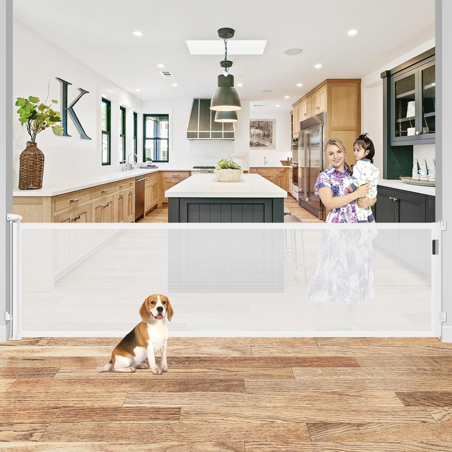 Puertas para bebés de 85 pulgadas extra anchas y retráctiles mejoradas, para puertas, puertas para perros de 35 pulgadas de alto, para la casa,