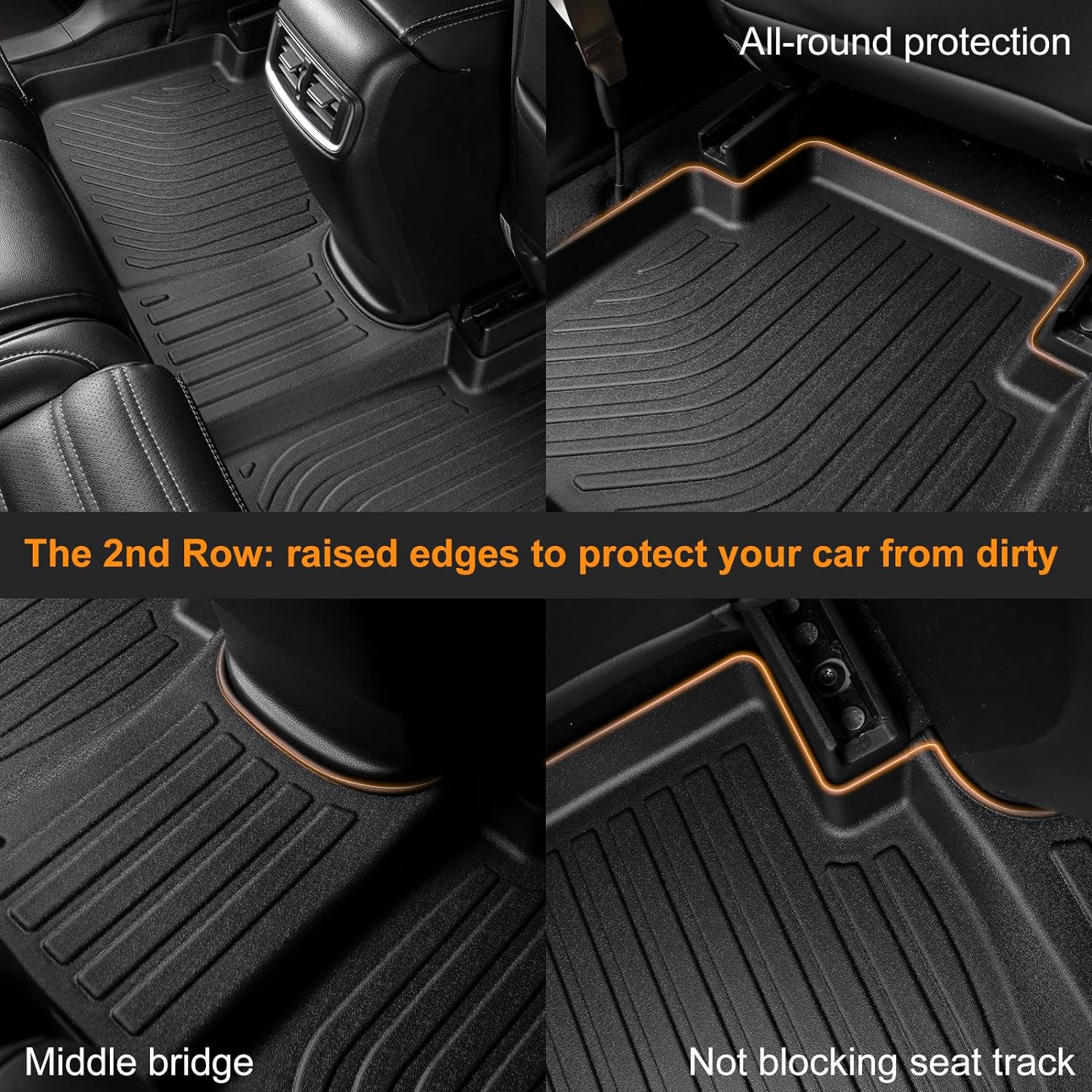 Binmotor -Alfombrillas TPE para Highlander 7 y 8 asientos 2014-2019, protección para todo tipo de clima, forros de piso de automóvil resistentes,