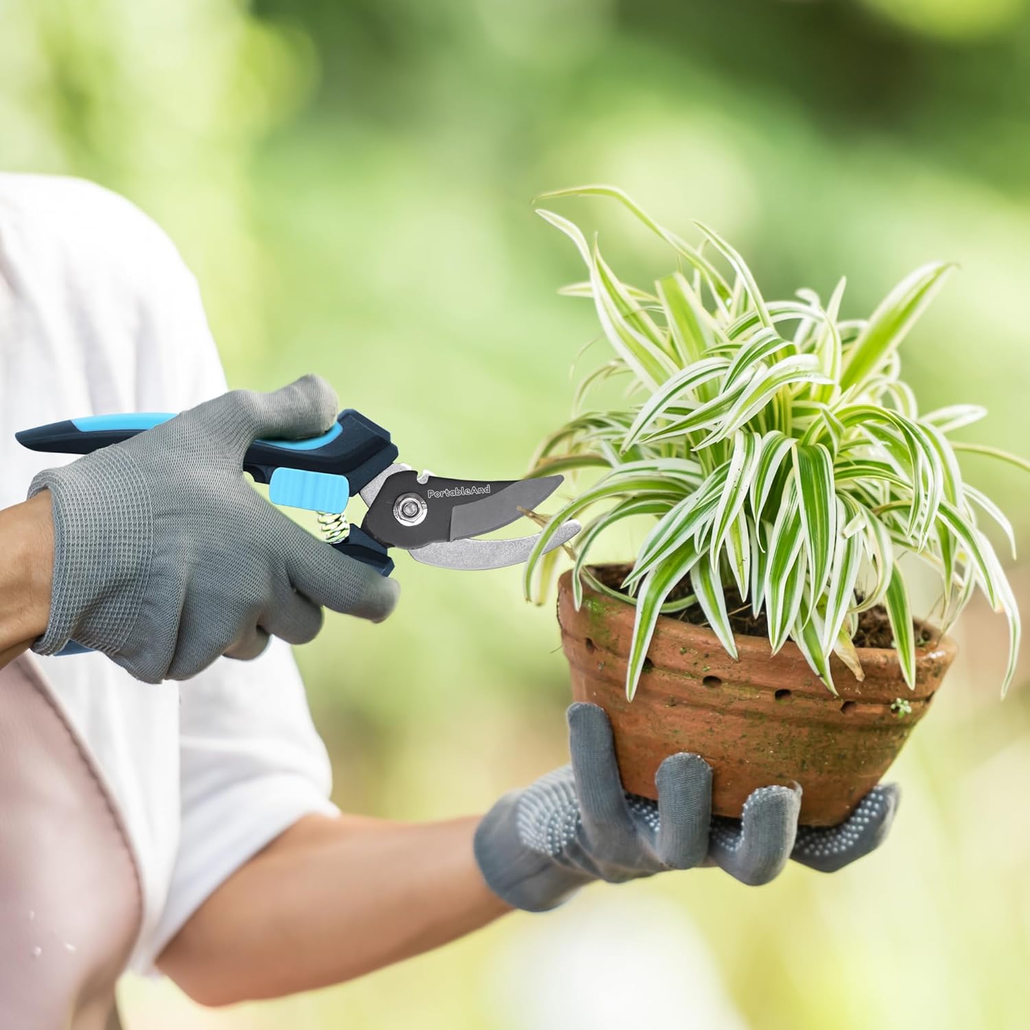 PortableAnd Tijeras de podar de 58 pulgadas para jardinería, ligeras y pequeñas, bloqueo de fácil apertura, removedor de espinas y cortador de