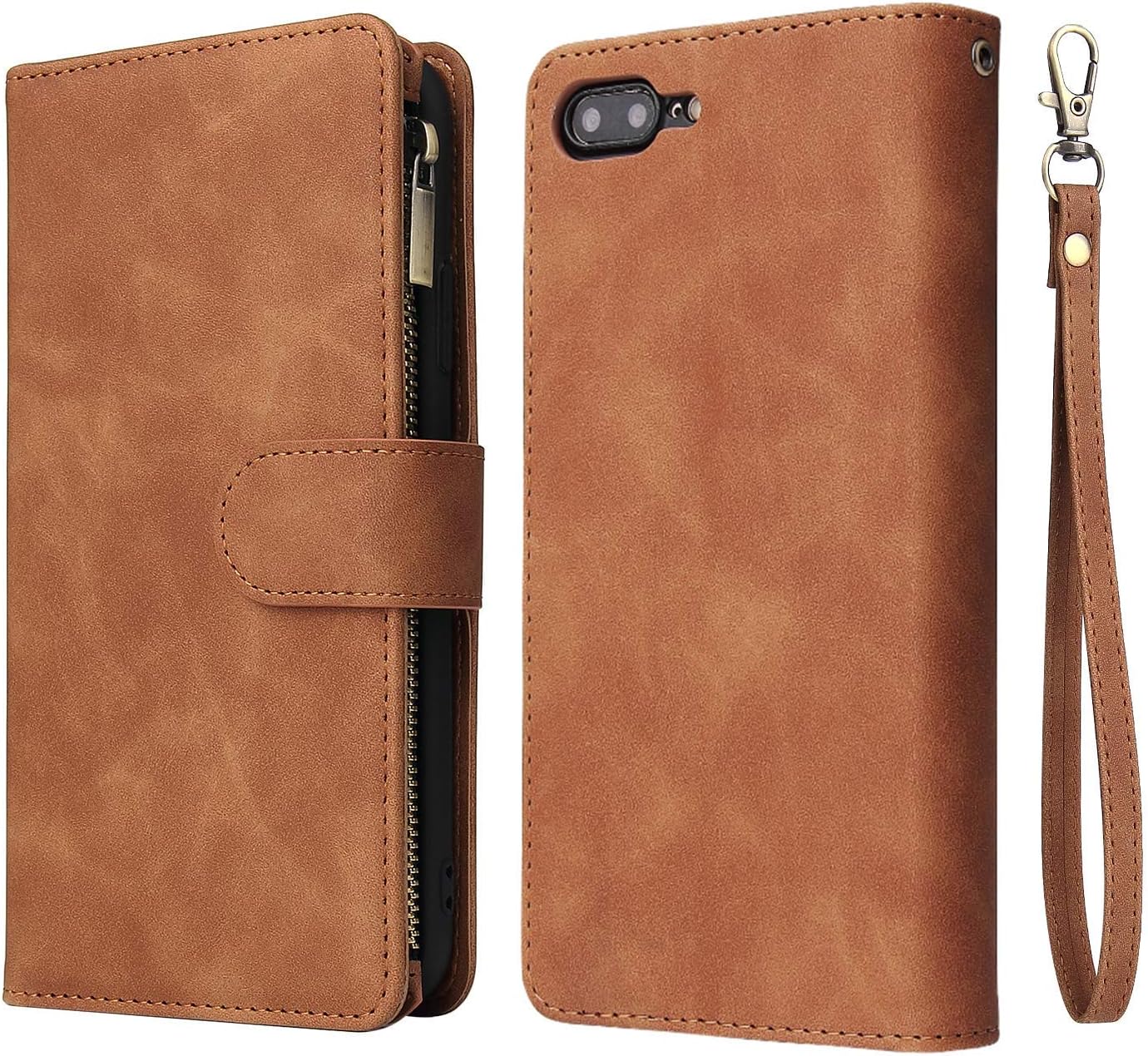 UEEBAI – Cartera clásica de cuero sintético con cierre magnético, funda de iPhone con cierre
