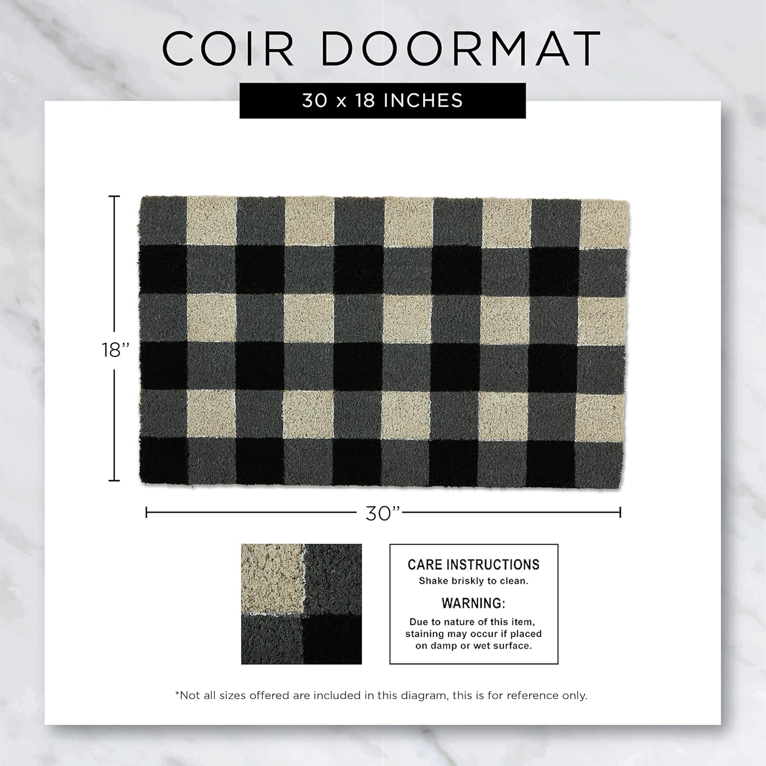 DII Tapete moderno geométrico de fibra de coco natural para puerta al aire libre, decoración de porche delantero, 17 x 29 pulgadas, cabeza de flecha