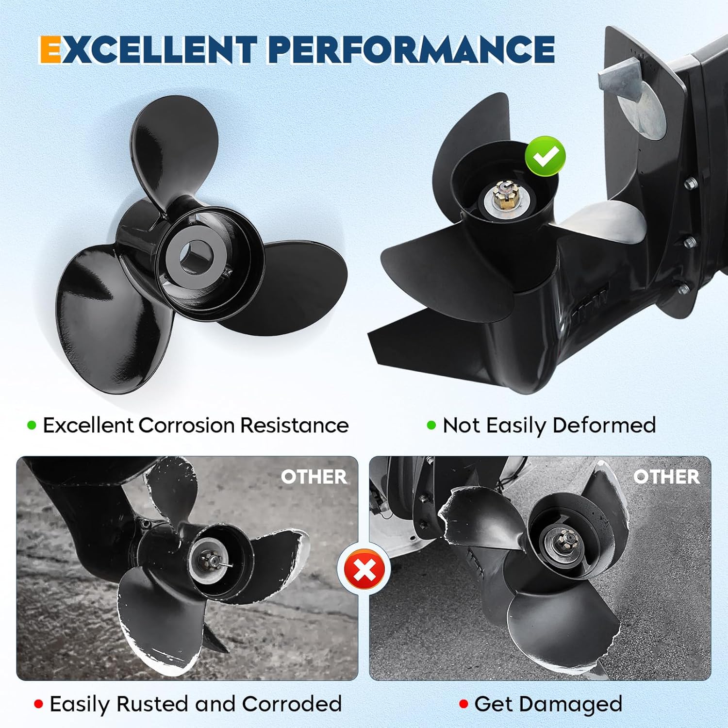 Hélice fuera de borda para barco 14 12×19, 14.25×21, 14×19, 13 14×17, 13 34×15, 14×13, 13.4×15, 10 38 x13, 9×9 apto para motores Mercury 6-300HP, 4
