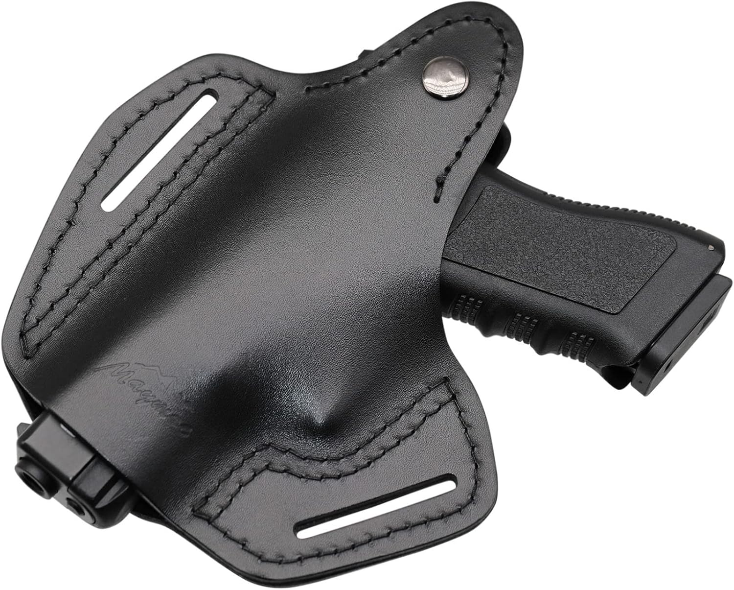 Funda de cuero con 2 ranuras OWB compatible con Glock 17 19 22 26 32 33  S&W M&P ShieldSpringfield XD y XDSPlus todas las pistolas de tamaño similar