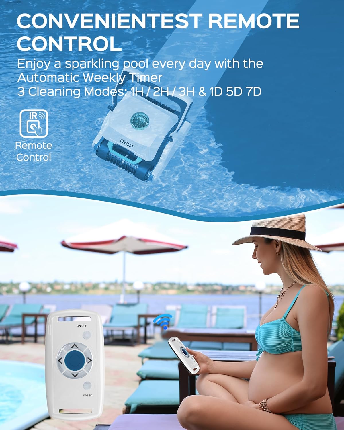 WYBOT Grampus 1300 – Limpiador robótico de piscina, succión ultra fuerte, aspiradora de piscina con control remoto, motores de triple eje, limpieza