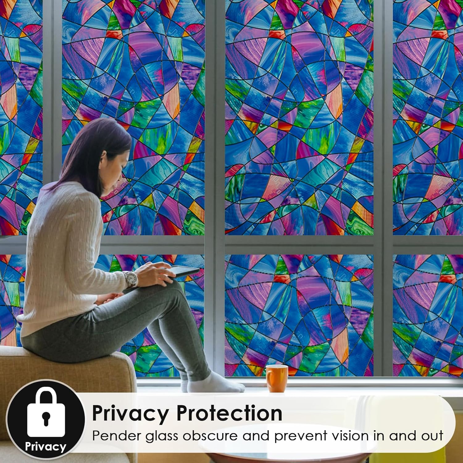 DKTIE Película ligera de lujo 3D para ventana con herramientas de instalación, película de privacidad para ventana de día y noche, sin pegamento,