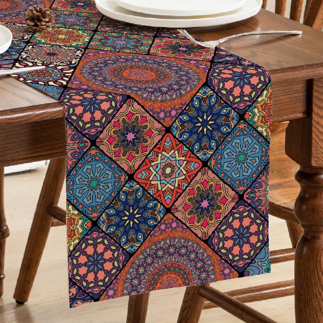 Camino de mesa bohemio de 72 pulgadas de largo, vintage bohemio de temporada para fiestas, cocina, comedor, mesa de café, tocador para interiores y