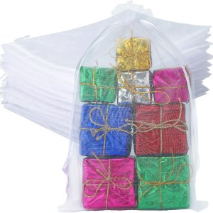 Anwyll Bolsas de organza blanca, bolsas transparentes de 8 x 12 pulgadas con cordón, 50 bolsas de regalo de joyería, bolsas de malla con cordón, Anwyll Bolsas de organza blanca, bolsas transparentes de 8 x 12 pulgadas con cordón, 50 bolsas de regalo de joyería, bolsas de malla con cordón,