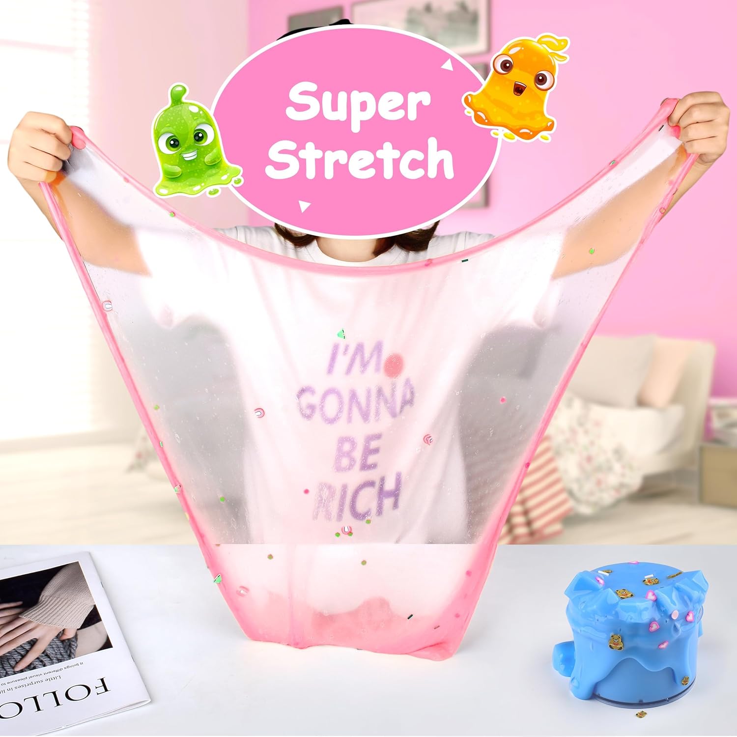 Paquete de 4 cubos de gelatina de mantequilla, medio transparente, perfumada crema, masilla de masilla para niñas y niños, regalos de fiesta, suave