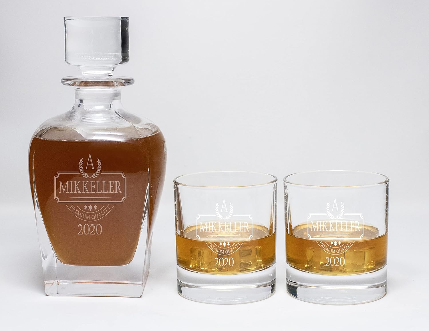 Lenox Tuscany Classics – Juego de decantador de whisky personalizado, decantador de cristal grabado personalizado y vasos con grabado de corona